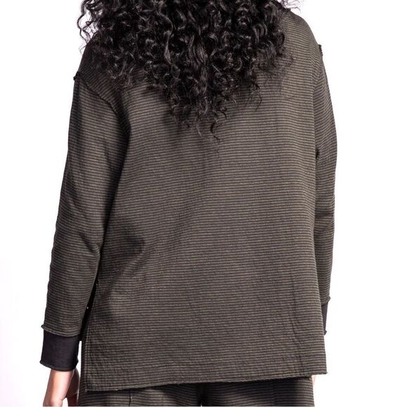 NWT HABITAT LIV DRAWSTRING BOXY SWEATSHIRT TOP CITRON STRIPE Sz 2X- 3X Host Pick - Picture 2 of 9